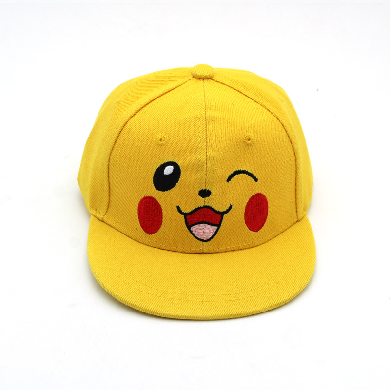 Cute cartoon Pikachu family hip hop flat brim hat