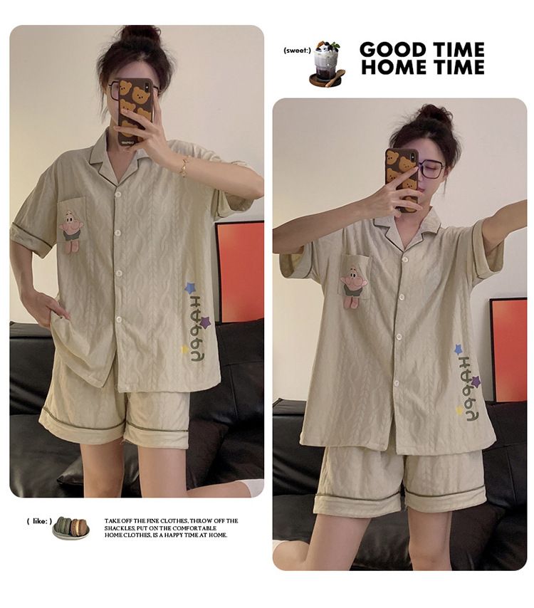 Cute pie star couple pajamas thin home wear set