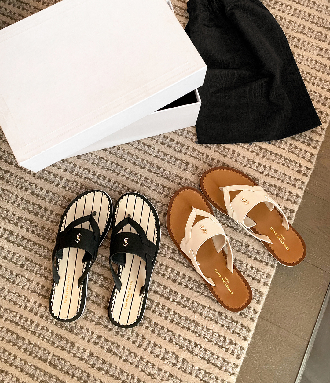 Flip-flops on beach flats