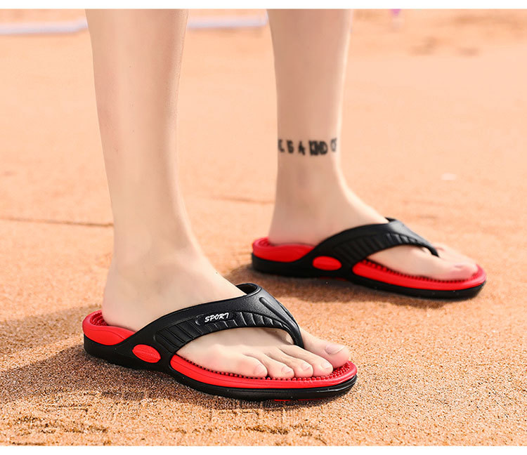 Flip-flops with breathable massage bottoms