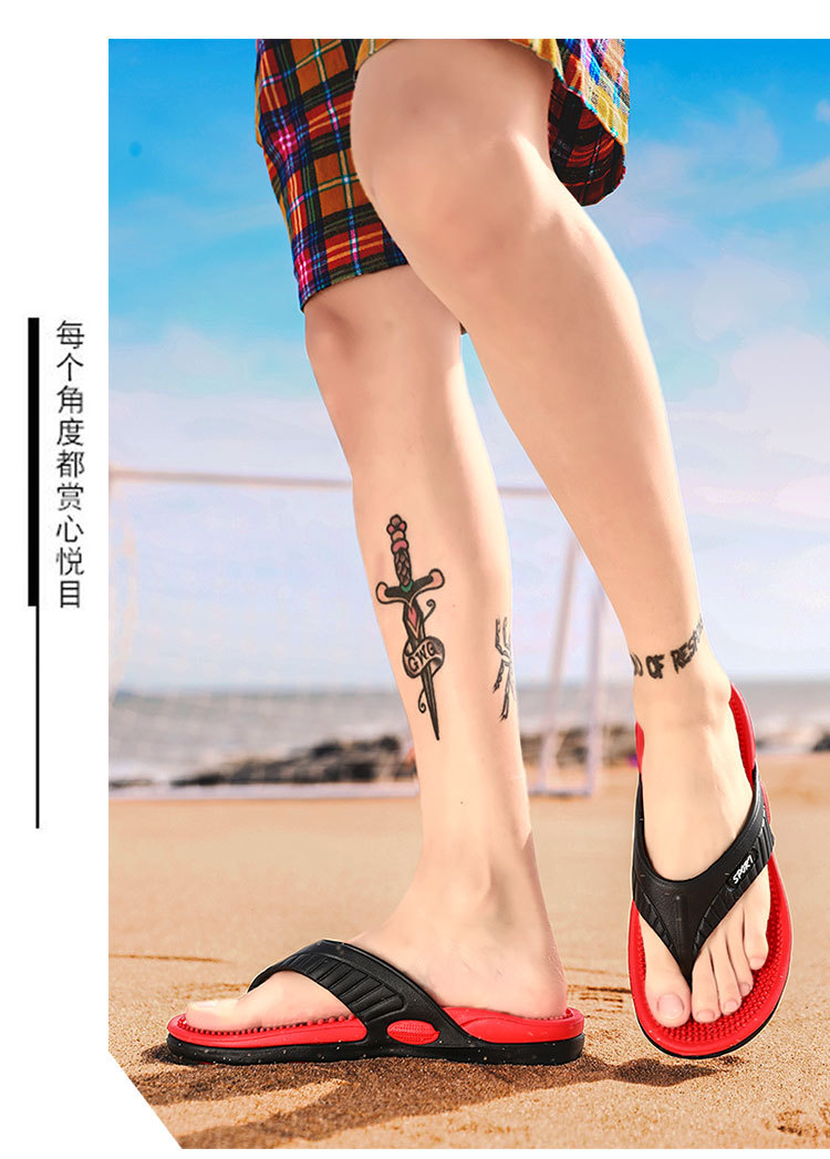 Flip-flops with breathable massage bottoms