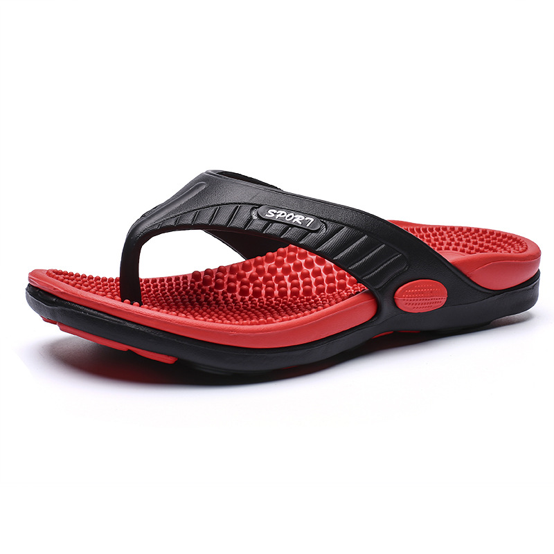 Flip-flops with breathable massage bottoms