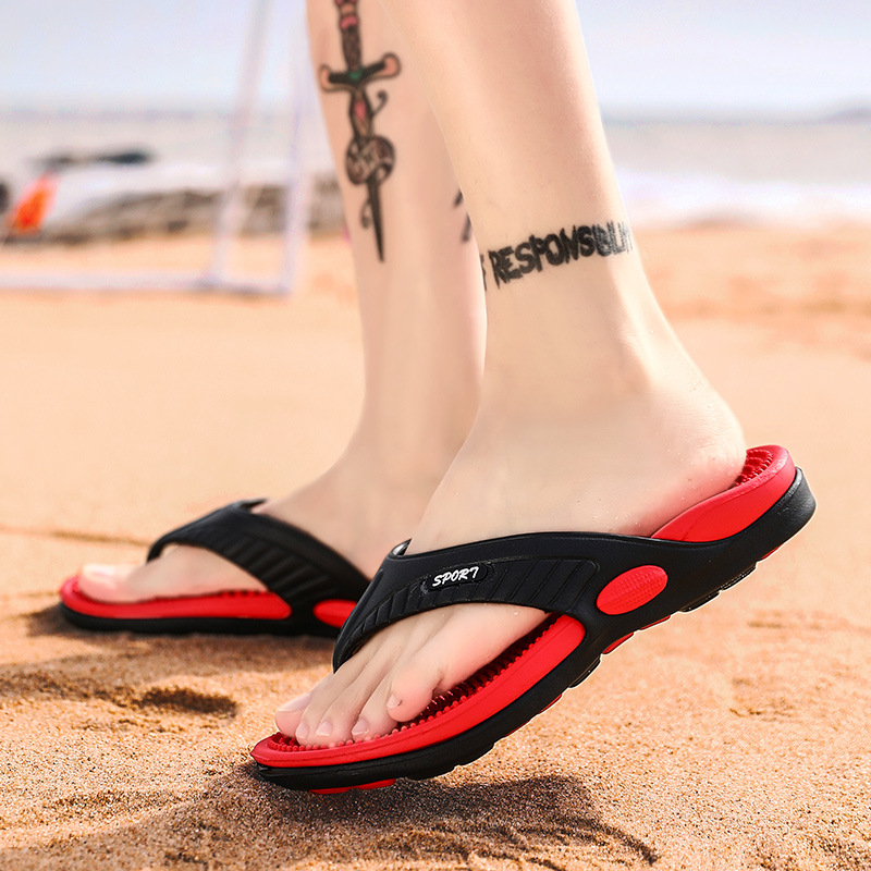 Flip-flops with breathable massage bottoms