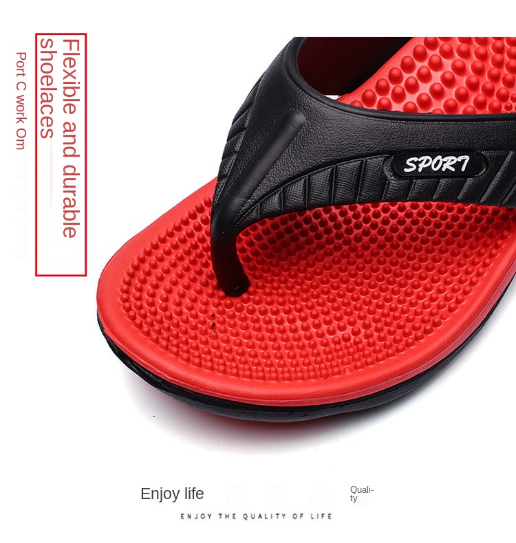 Flip-flops with breathable massage bottoms