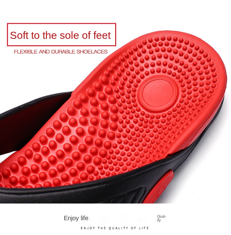 Flip-flops with breathable massage bottoms