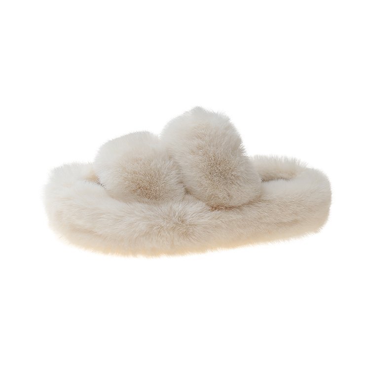 Fluffy slippers with thick soles
