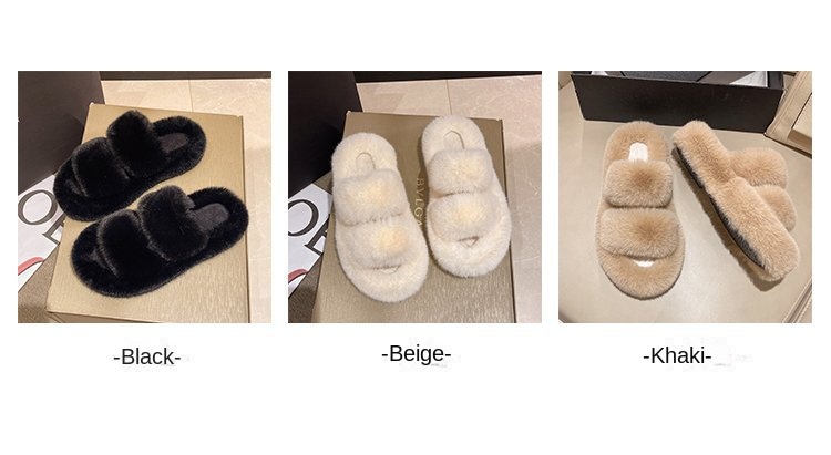 Fluffy slippers with thick soles