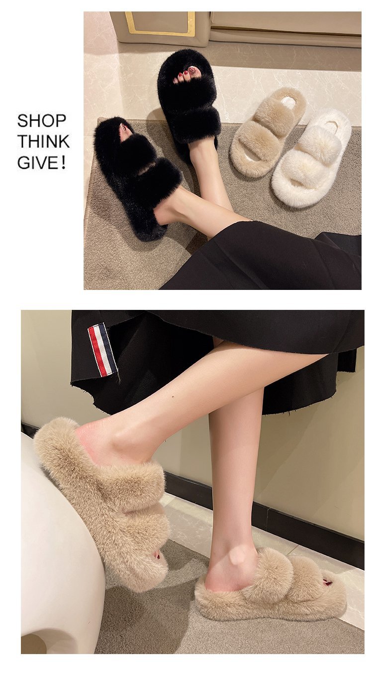 Fluffy slippers with thick soles