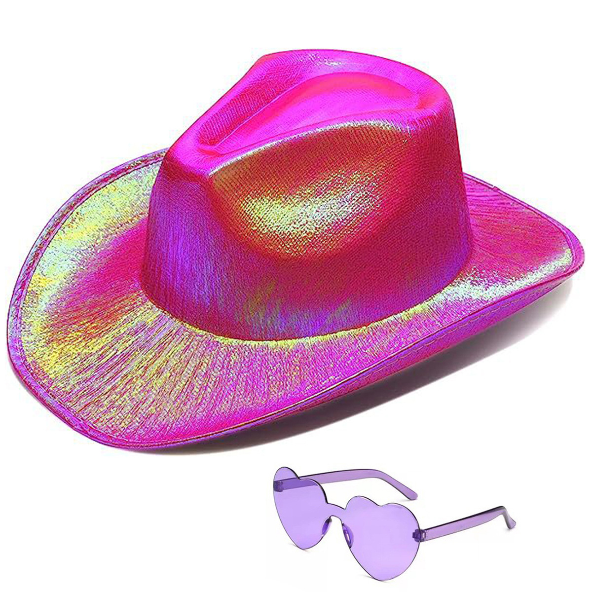 Fluorescent colorful cowboy hat compound laser hat