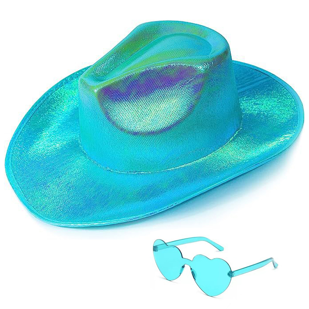 Fluorescent colorful cowboy hat compound laser hat