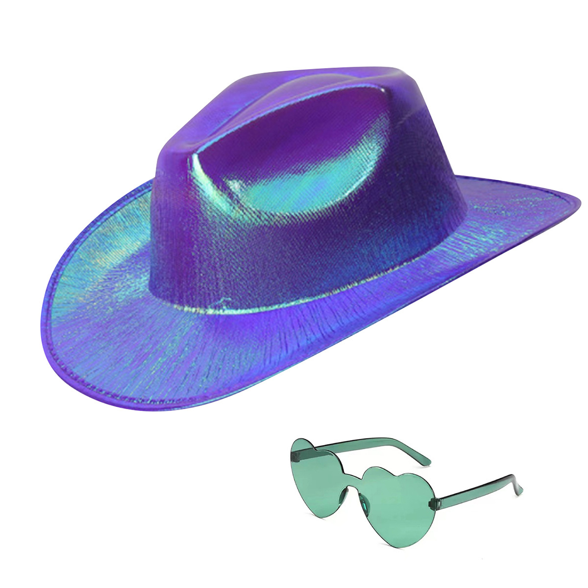Fluorescent colorful cowboy hat compound laser hat
