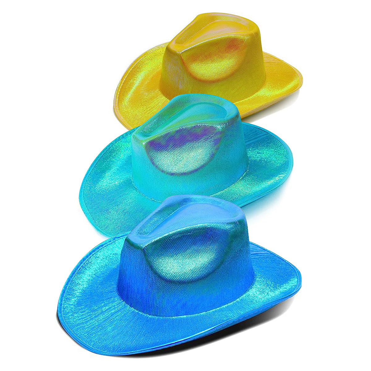 Fluorescent colorful cowboy hat compound laser hat