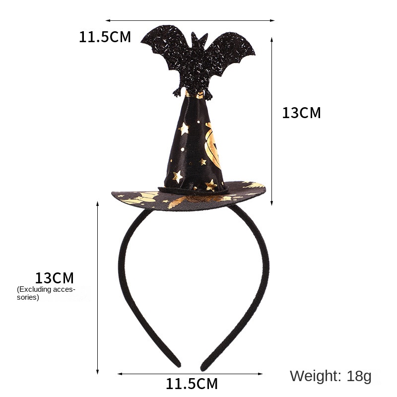Halloween little bat witch pointy hat headband