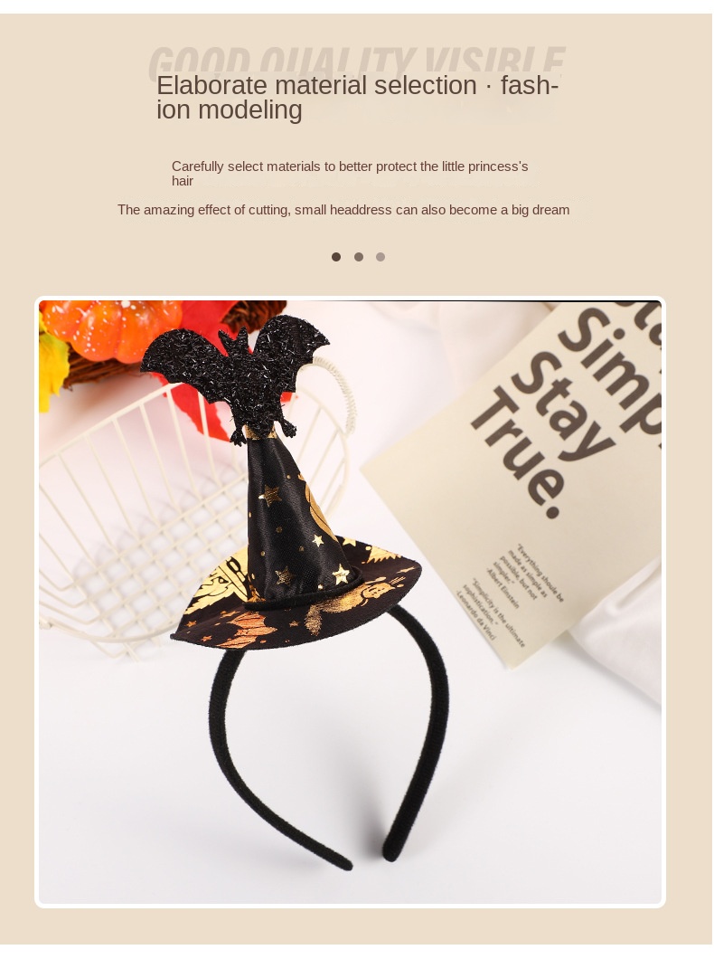 Halloween little bat witch pointy hat headband