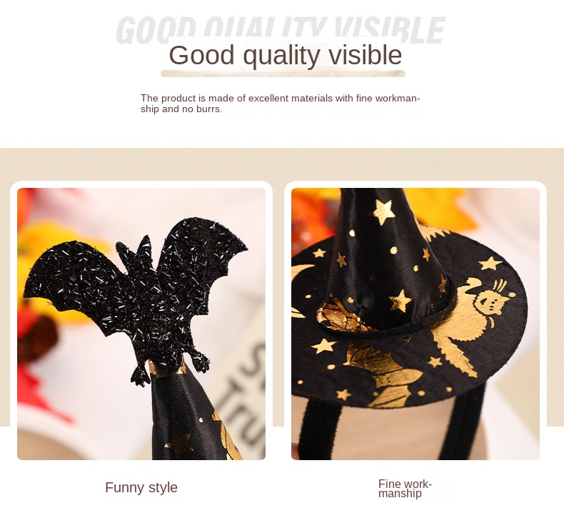 Halloween little bat witch pointy hat headband