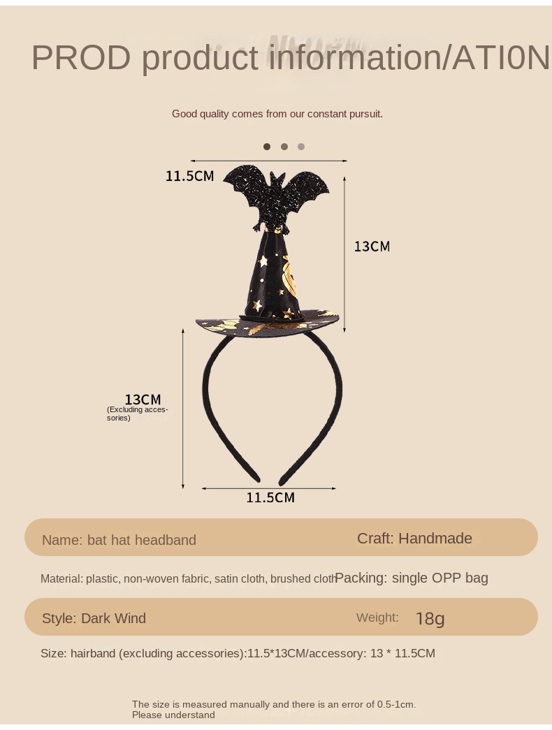 Halloween little bat witch pointy hat headband