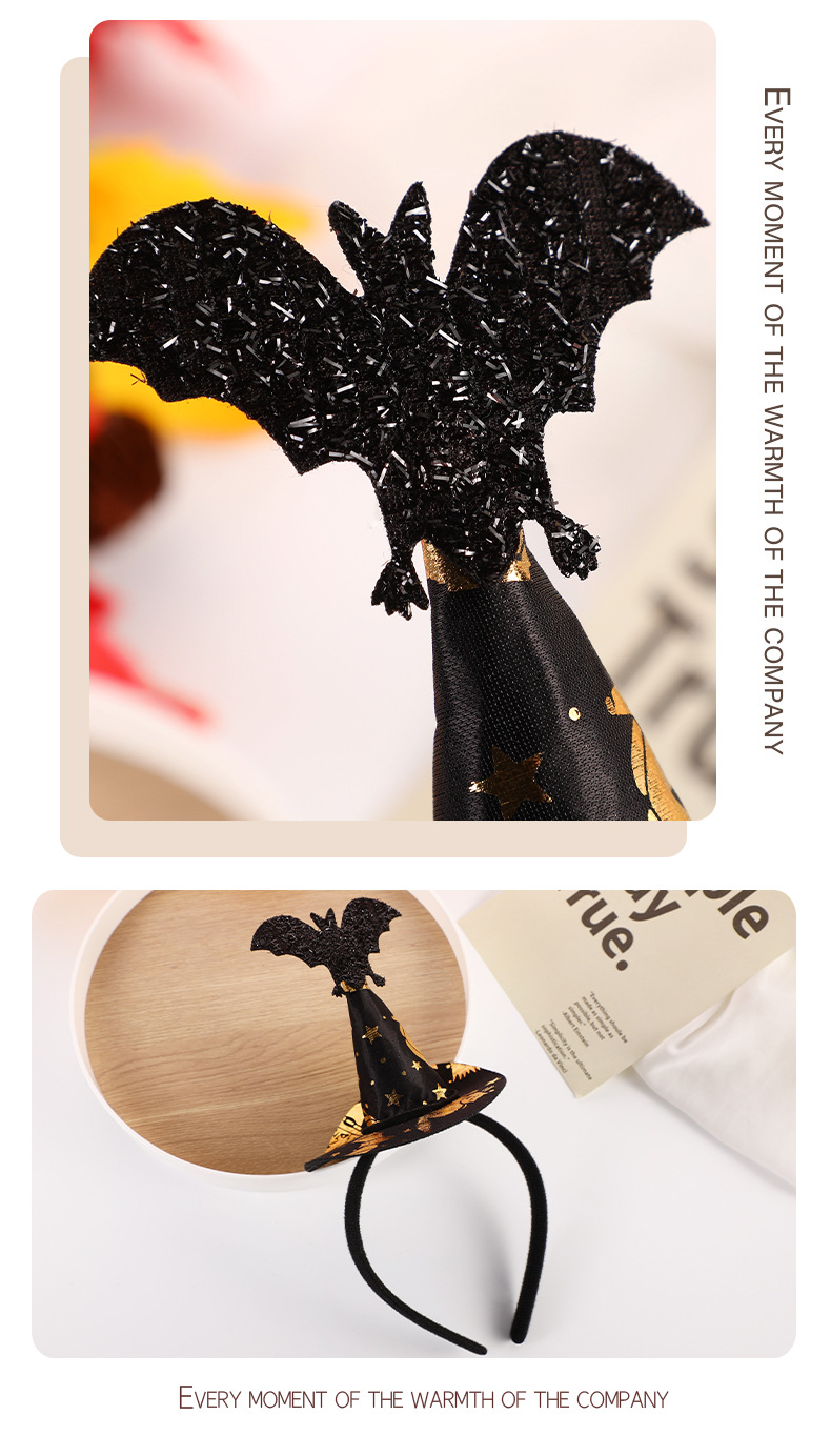 Halloween little bat witch pointy hat headband