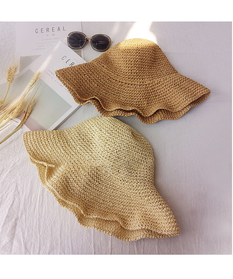 Hand-crocheted sun shade straw hat