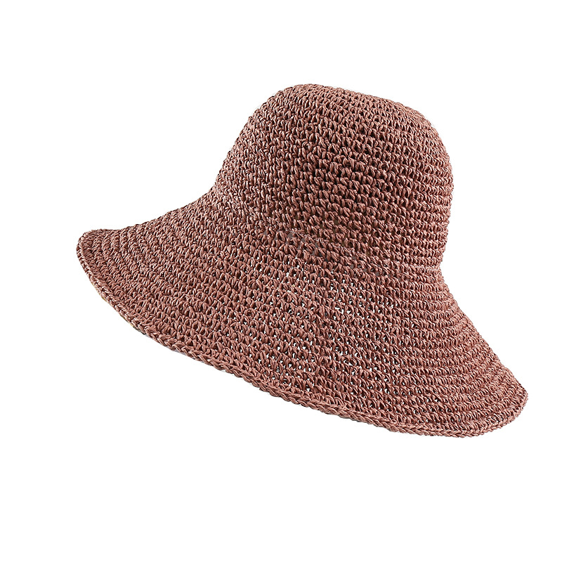 Hand-crocheted sun shade straw hat