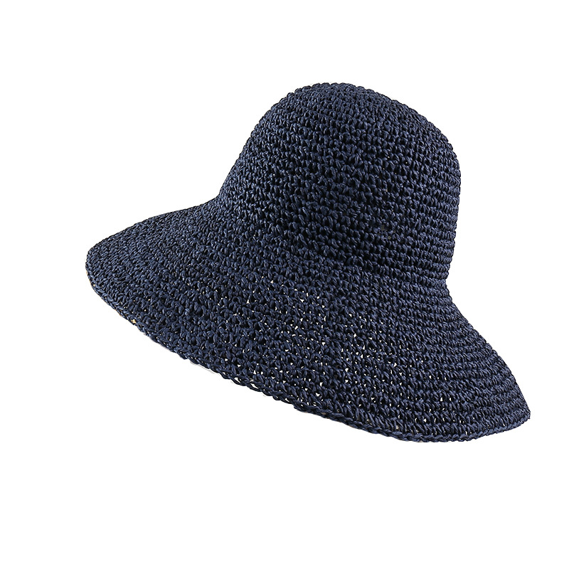 Hand-crocheted sun shade straw hat