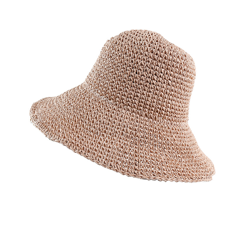 Hand-crocheted sun shade straw hat