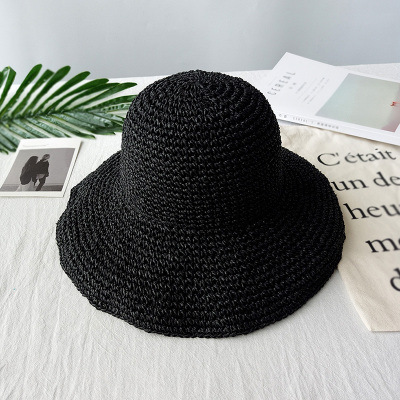 Hand-crocheted sun shade straw hat