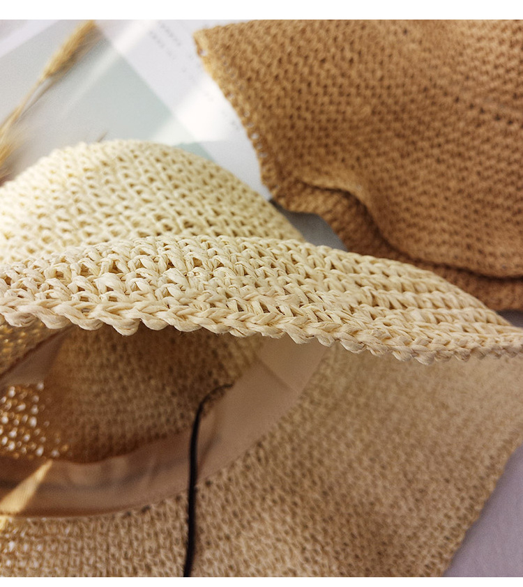 Hand-crocheted sun shade straw hat
