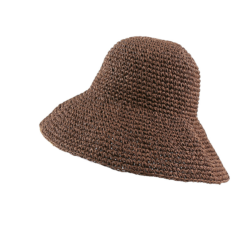 Hand-crocheted sun shade straw hat