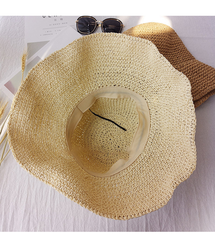Hand-crocheted sun shade straw hat