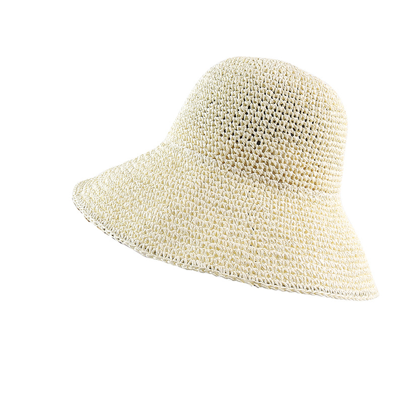 Hand-crocheted sun shade straw hat