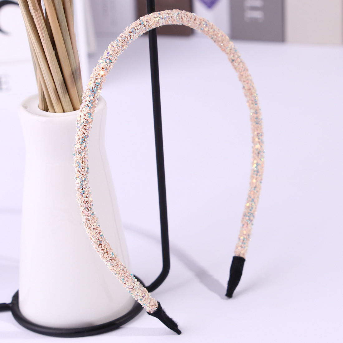 Handmade DIY green onion powder bright head band