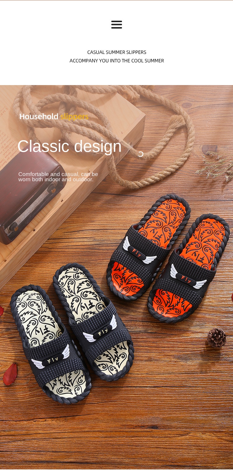 Hotel bathroom non-slip and deodorant flip-flops