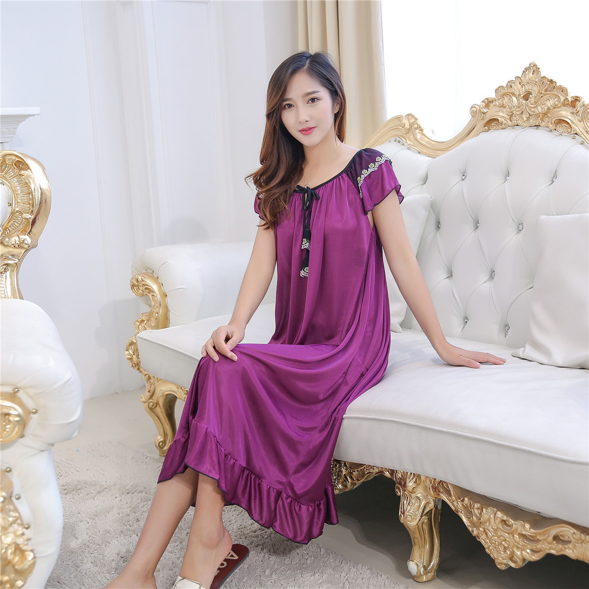 Ice silk sexy dress pajamas with halter
