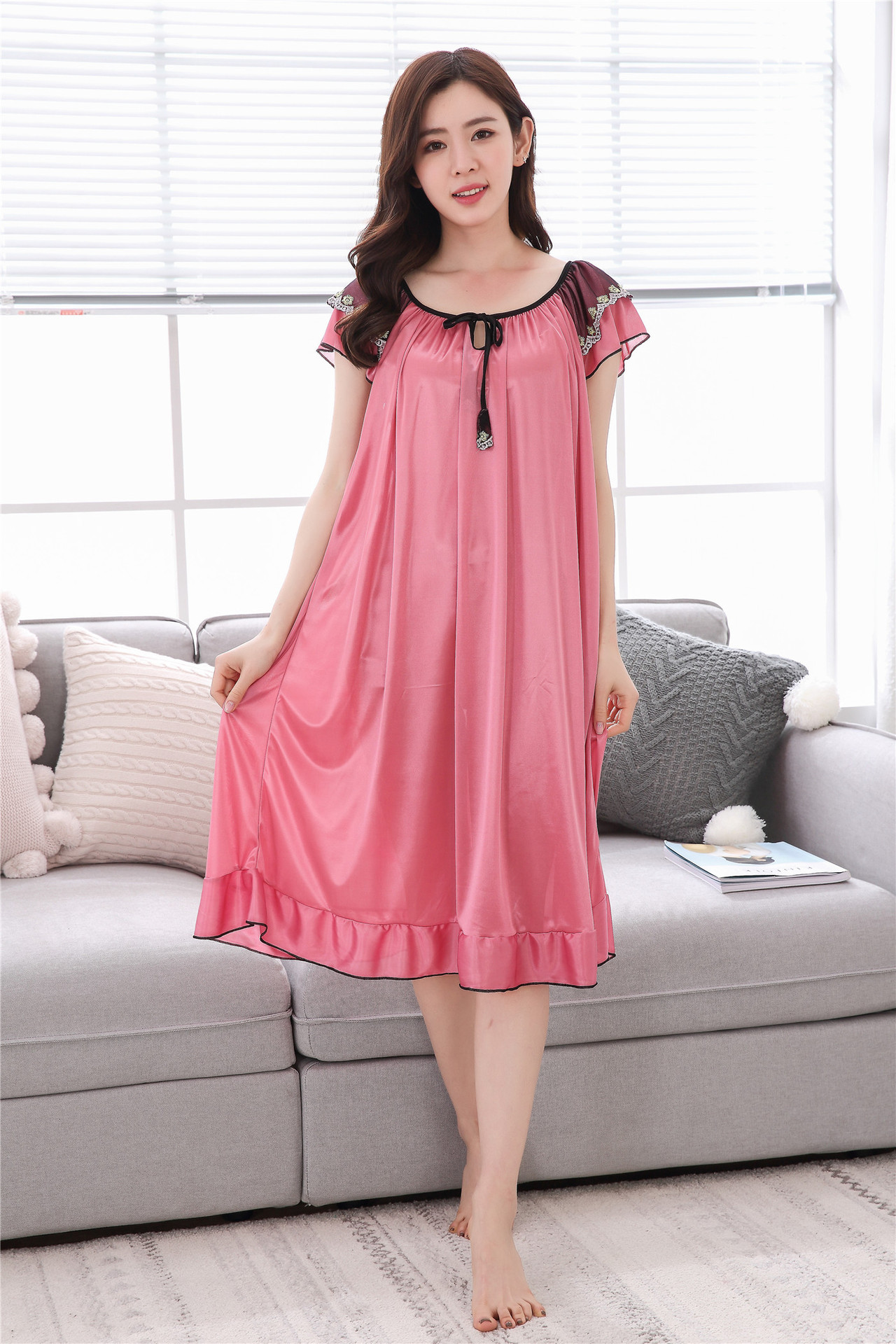 Ice silk sexy dress pajamas with halter