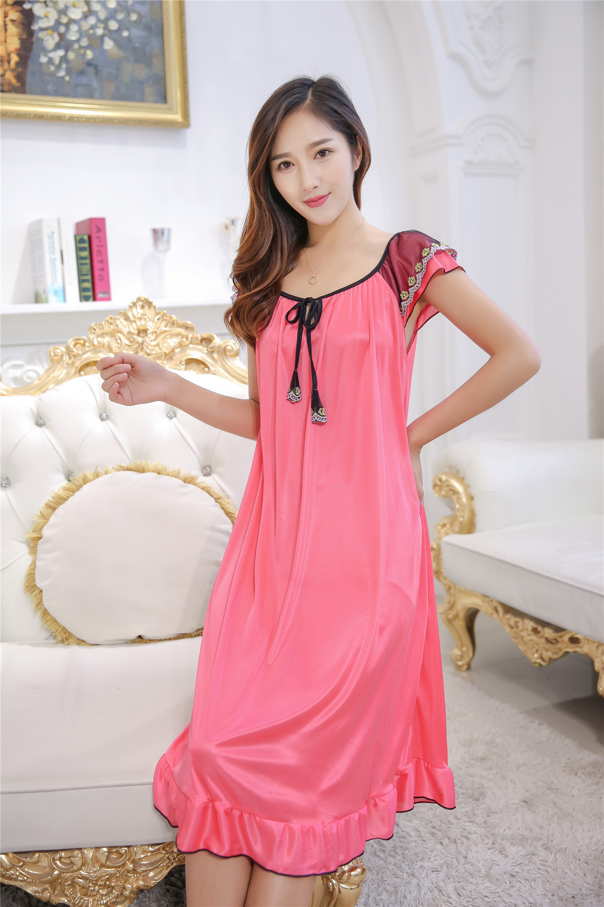 Ice silk sexy dress pajamas with halter