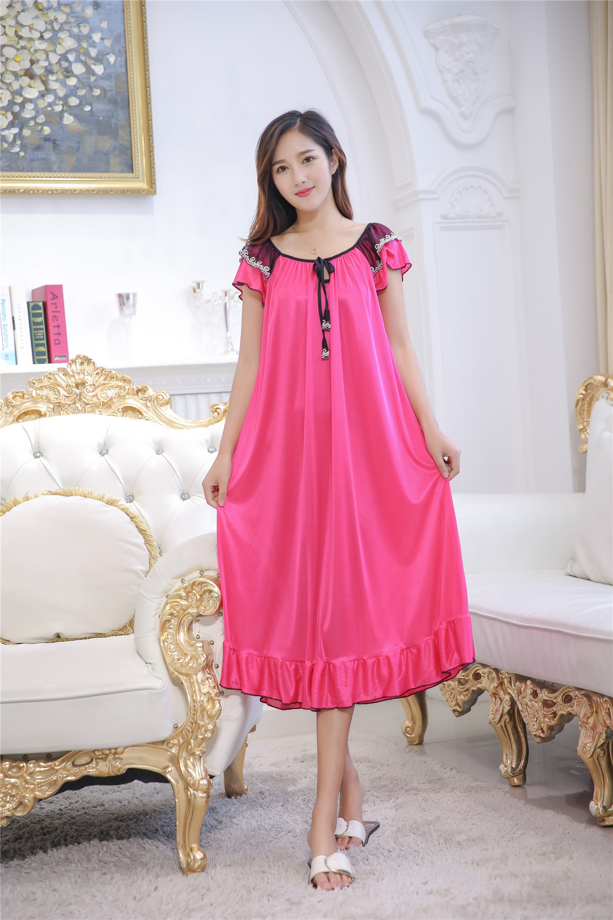 Ice silk sexy dress pajamas with halter