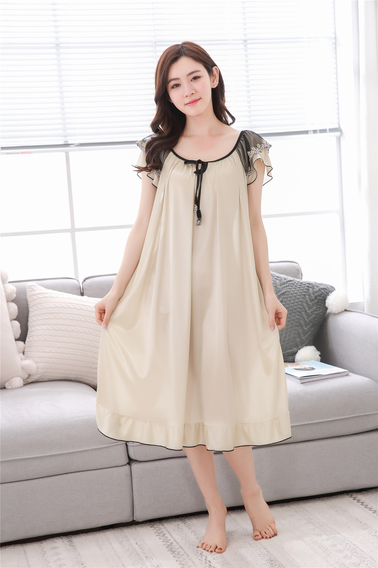 Ice silk sexy dress pajamas with halter