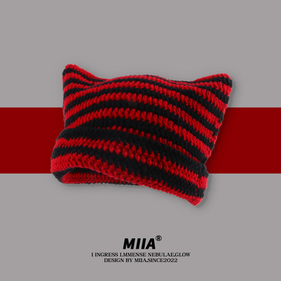 Japanese Little Devil striped knit sweater hat