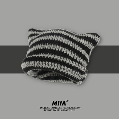 Japanese Little Devil striped knit sweater hat