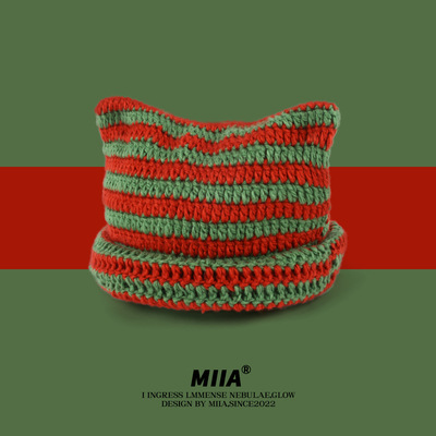 Japanese Little Devil striped knit sweater hat