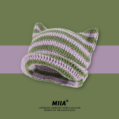 Japanese Little Devil striped knit sweater hat
