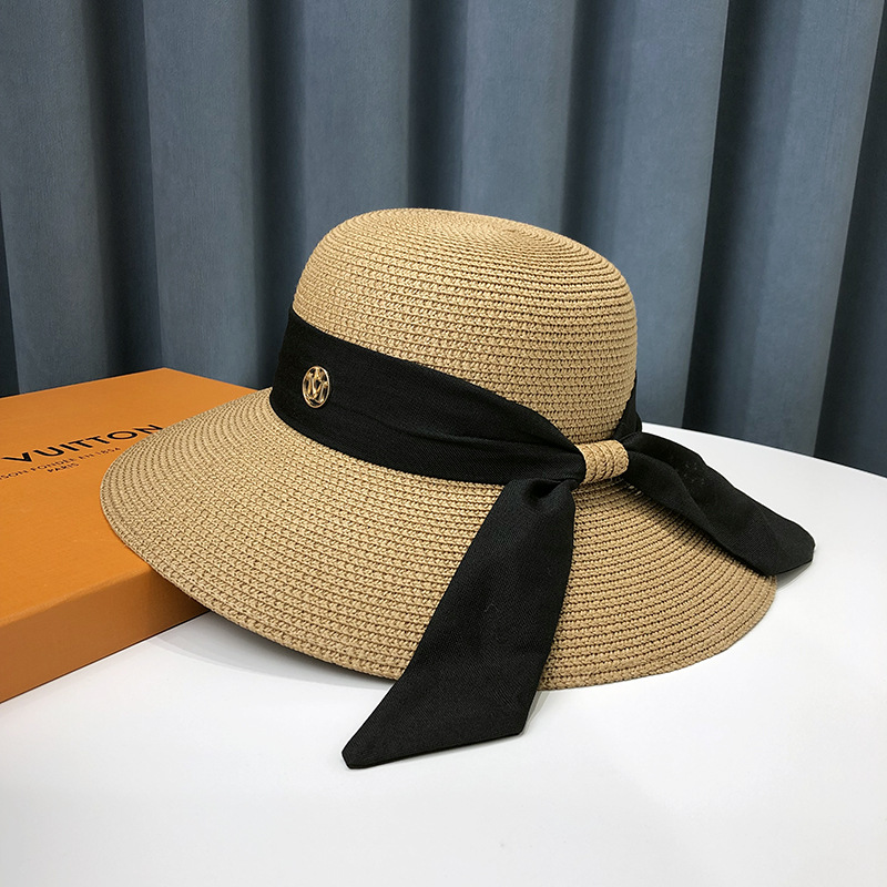 Japanese bow straw hat women’s new summer large eaves sunscreen sunhat anti-UV beach sun hat wholesale