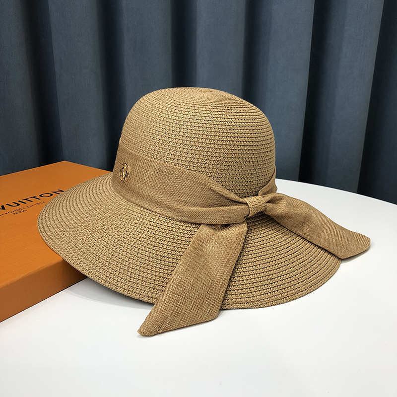 Japanese bow straw hat women’s new summer large eaves sunscreen sunhat anti-UV beach sun hat wholesale