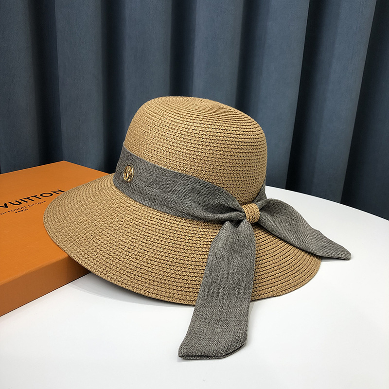 Japanese bow straw hat women’s new summer large eaves sunscreen sunhat anti-UV beach sun hat wholesale