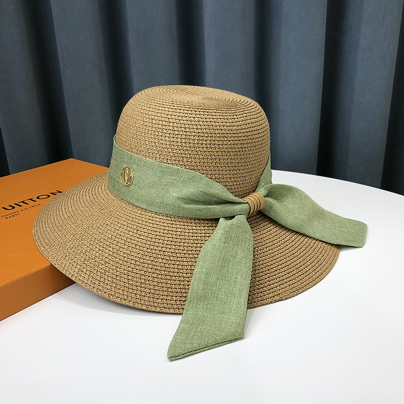 Japanese bow straw hat women’s new summer large eaves sunscreen sunhat anti-UV beach sun hat wholesale
