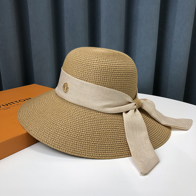 Japanese bow straw hat women’s new summer large eaves sunscreen sunhat anti-UV beach sun hat wholesale