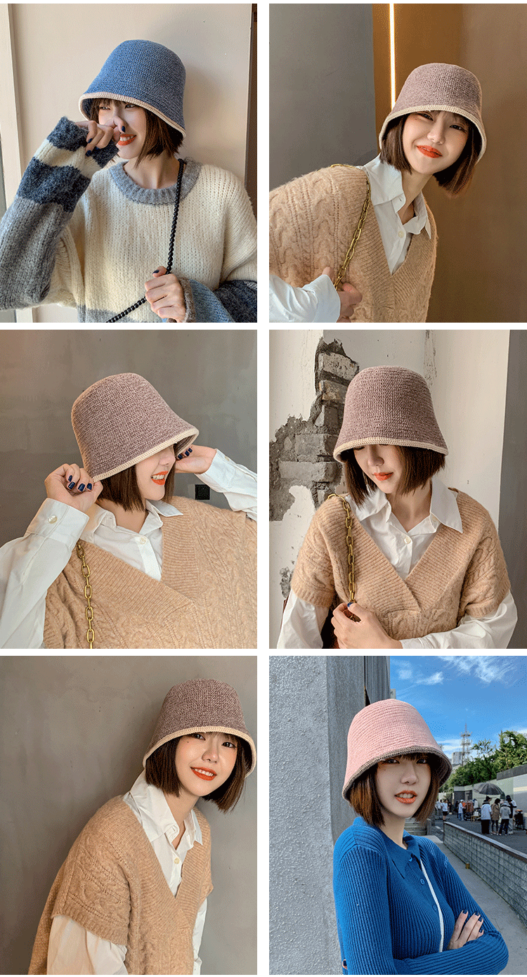 Knitted day fisherman’s hat with white covering