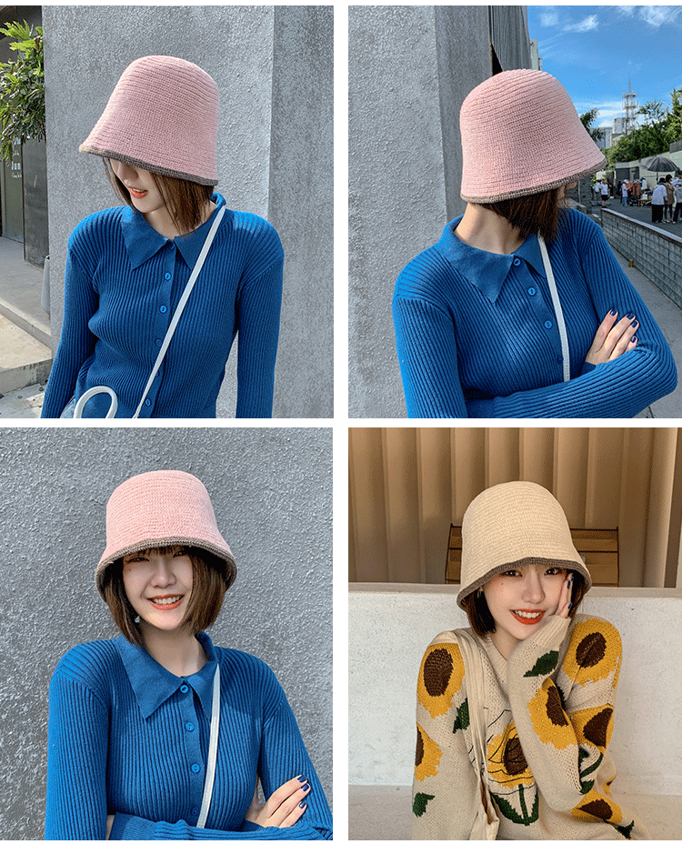 Knitted day fisherman’s hat with white covering
