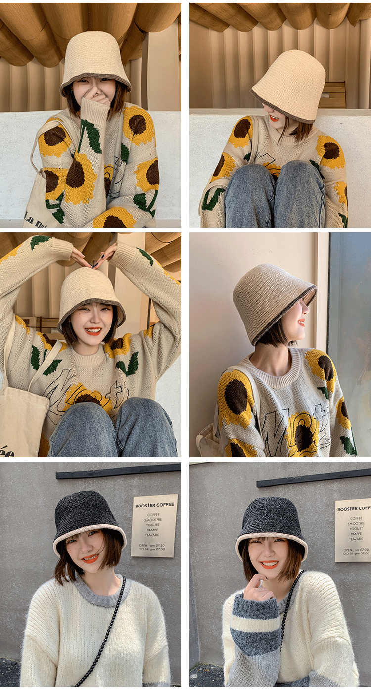 Knitted day fisherman’s hat with white covering