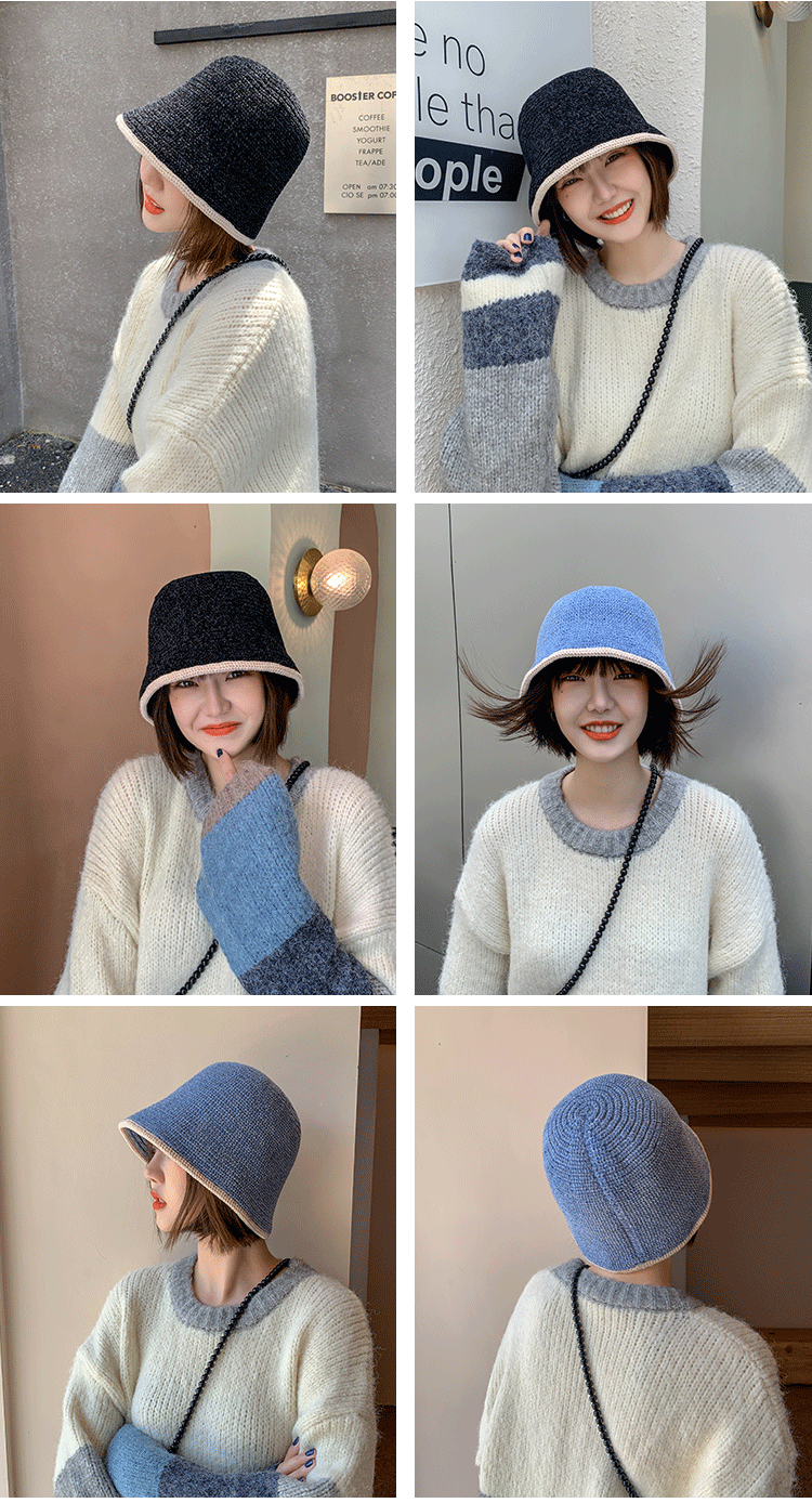 Knitted day fisherman’s hat with white covering